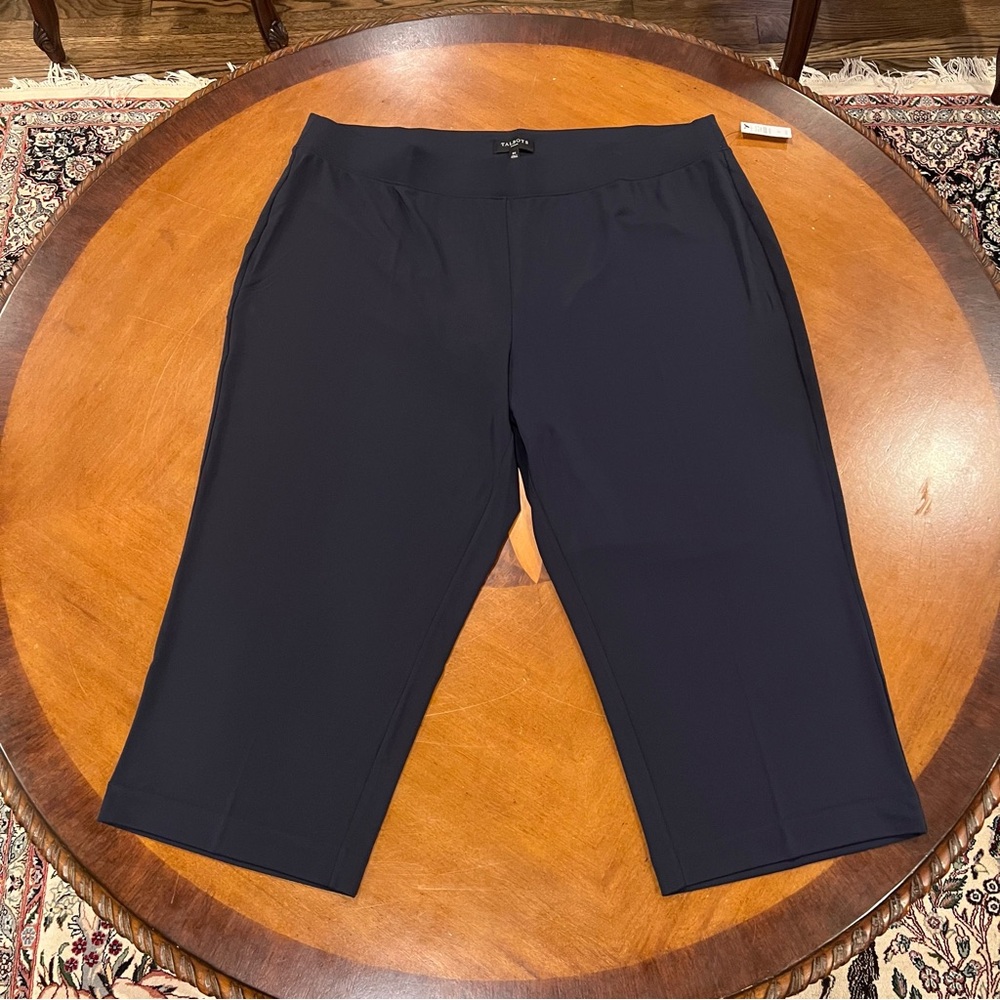 NEW Talbots Woman Stretch Cropped Wide‎ Leg Pull-On Pant Navy 3X Plus Size - Picture 2 of 15